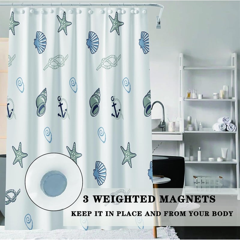jssablo Shower Curtain Liner, Marine Organisms Waterproof PEVA Shower Curtains with 3 Duty Heavy Bottom Magnets and 12 Rust Proof Grommets, 72x72 Weighted Shower Liner for Shower Stall, Bathtubs - Image 5